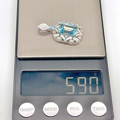 Topaz Rectangle Filigree Pendant Necklace Silver 925