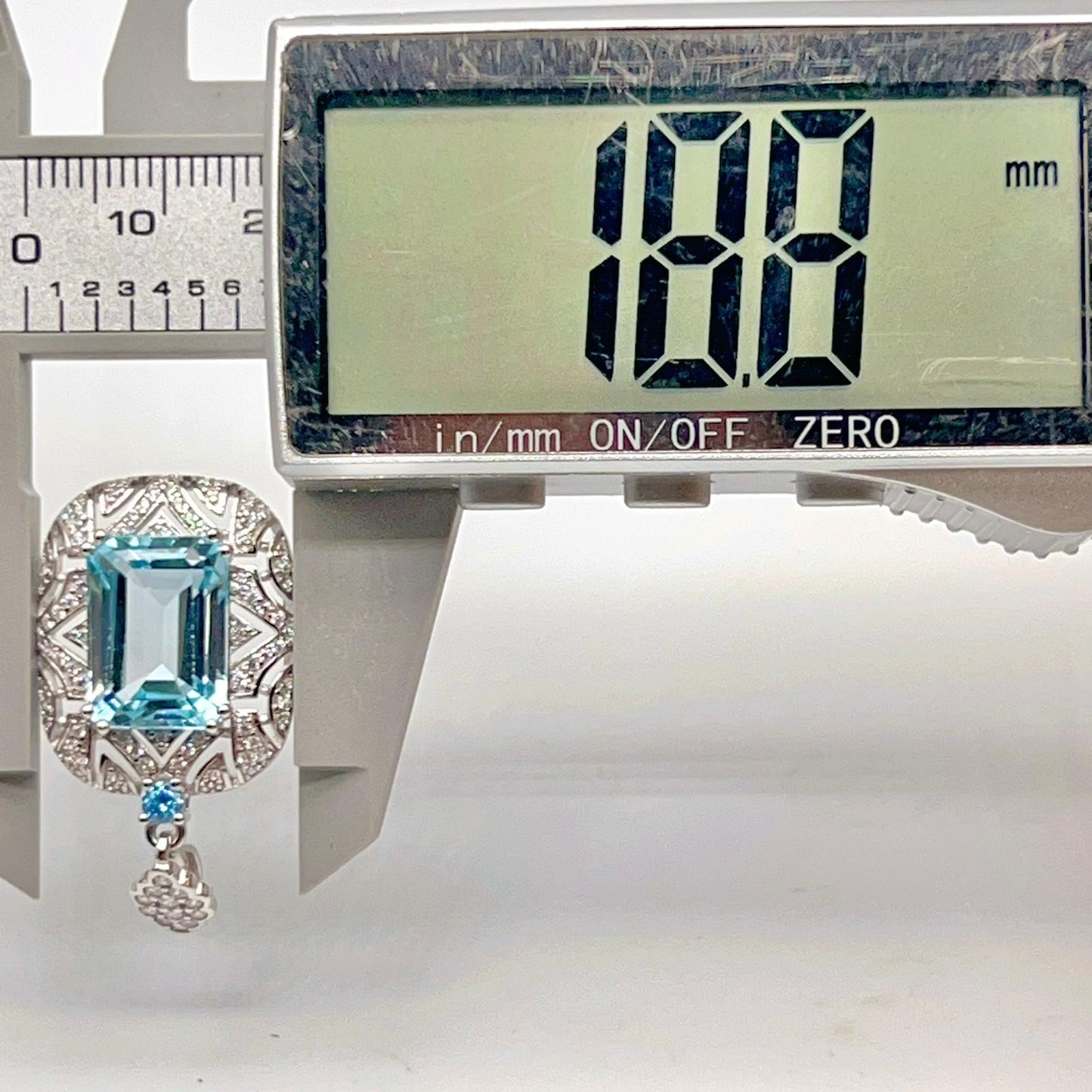 Topaz Rectangle Filigree Pendant Necklace Silver 925