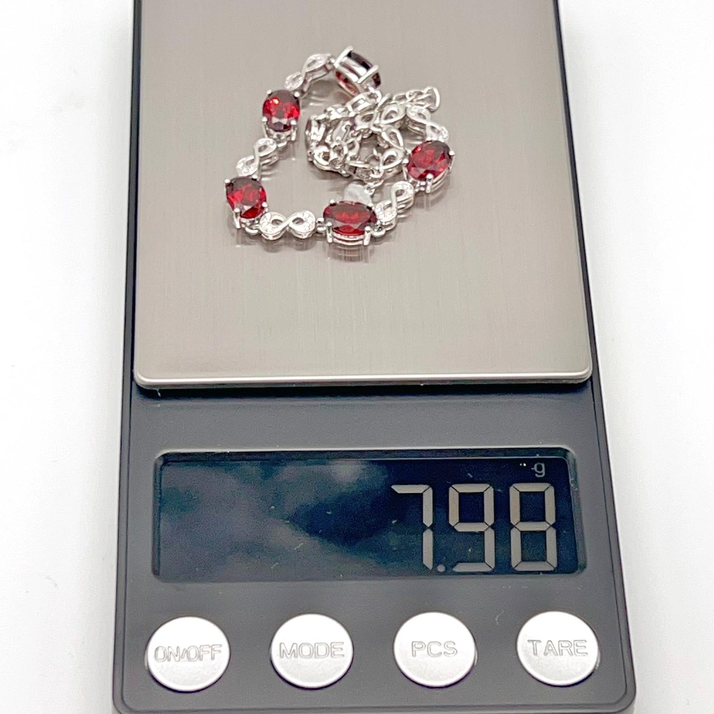 Oval Garnet Infinity Link Bracelet Silver 925