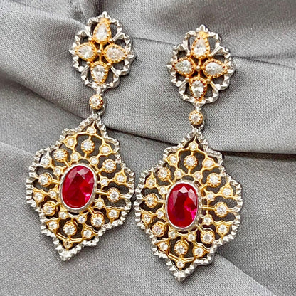 Classic Ruby and Diamond Drop Earrings
