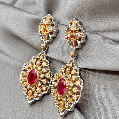 Classic Ruby and Diamond Drop Earrings