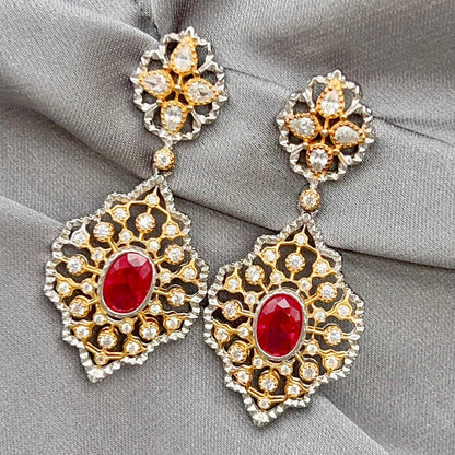 Classic Ruby and Diamond Drop Earrings