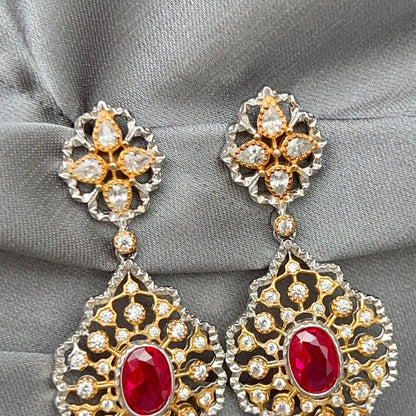 Classic Ruby and Diamond Drop Earrings