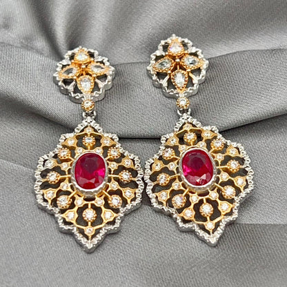 Classic Ruby and Diamond Drop Earrings