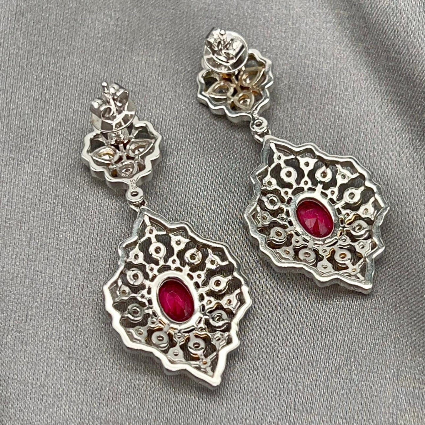 Classic Ruby and Diamond Drop Earrings
