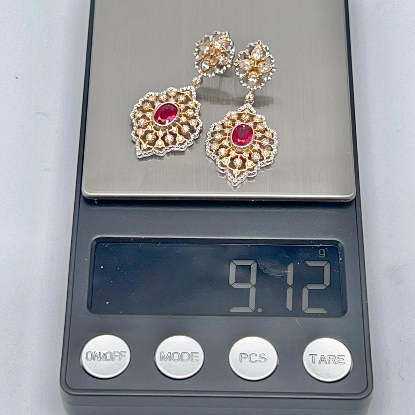 Classic Ruby and Diamond Drop Earrings