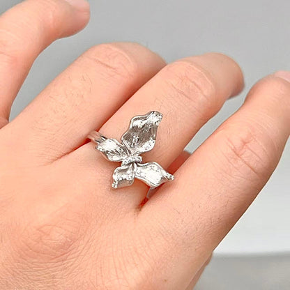 Sparkling Pavé Butterfly Stud and Ring Set in Silver 925