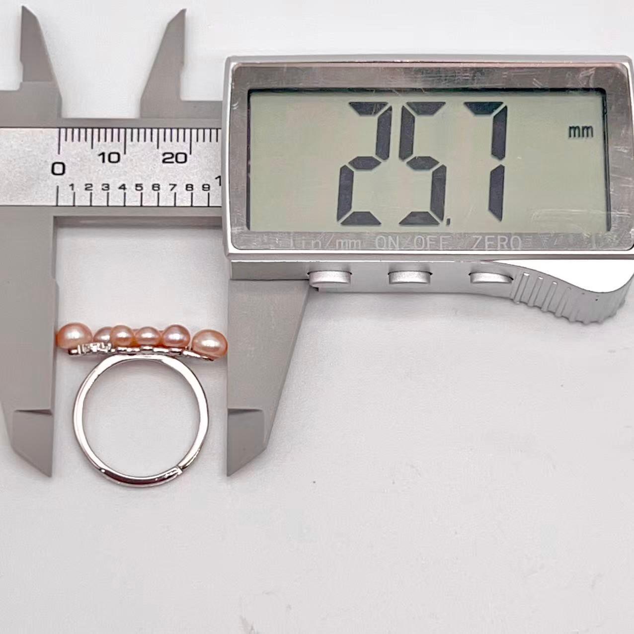 Pink Pearl Linear Cluster Ring & Earring Set Silver 925