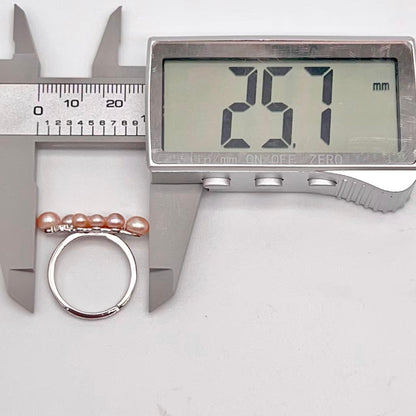 Pink Pearl Linear Cluster Ring & Earring Set Silver 925