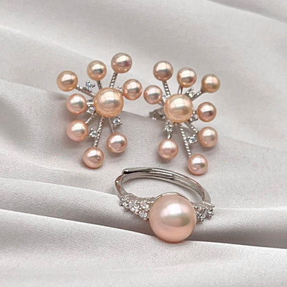 Pink Pearl & Diamond Accent Radial Jewelry Set