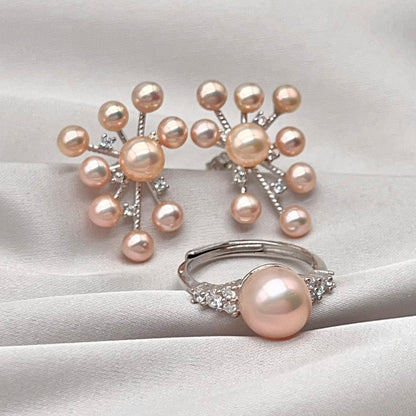 Pink Pearl & Diamond Accent Radial Jewelry Set