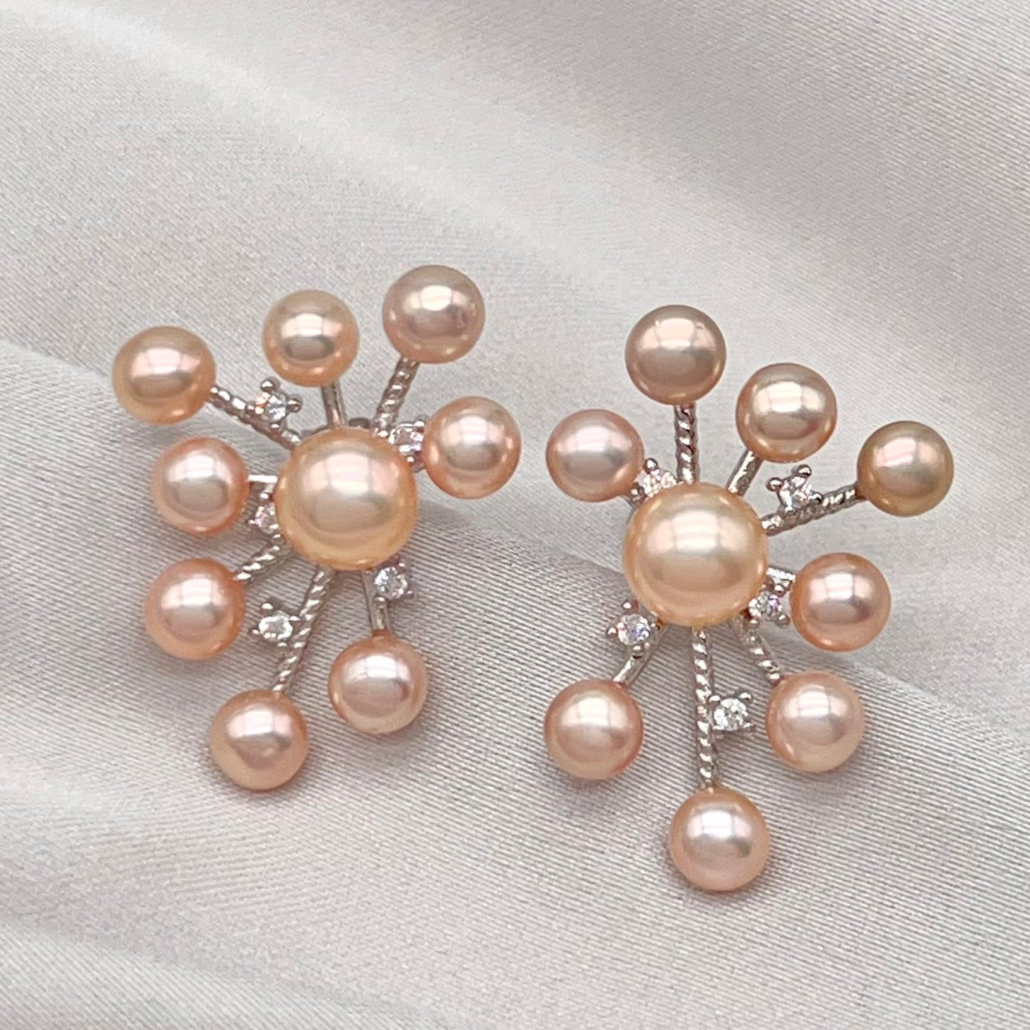 Pink Pearl & Diamond Accent Radial Jewelry Set