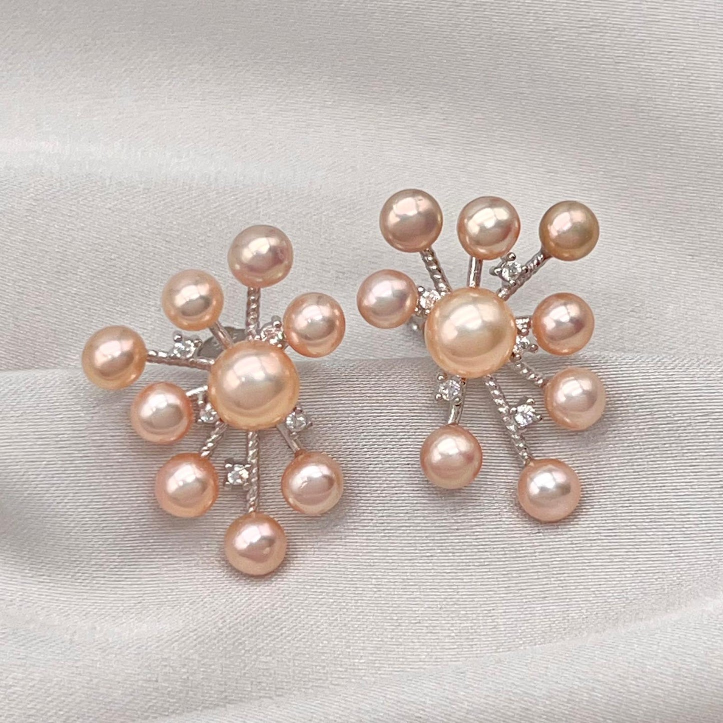 Pink Pearl & Diamond Accent Radial Jewelry Set