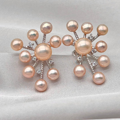 Pink Pearl & Diamond Accent Radial Jewelry Set