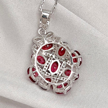 Diamond-Shape Lattice Pendant Necklace Silver 925