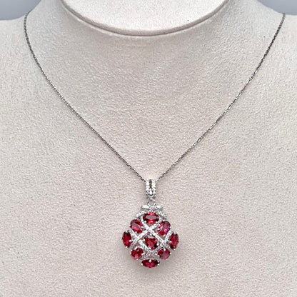 Diamond-Shape Lattice Pendant Necklace Silver 925