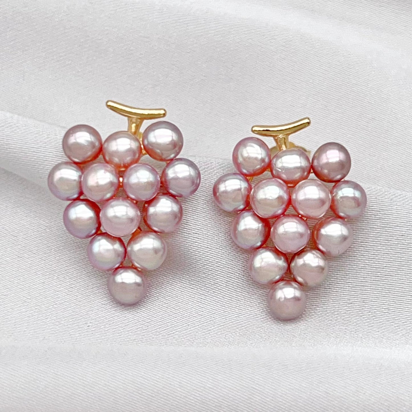 Pink Pearl & Gold Grapevine Jewelry Set