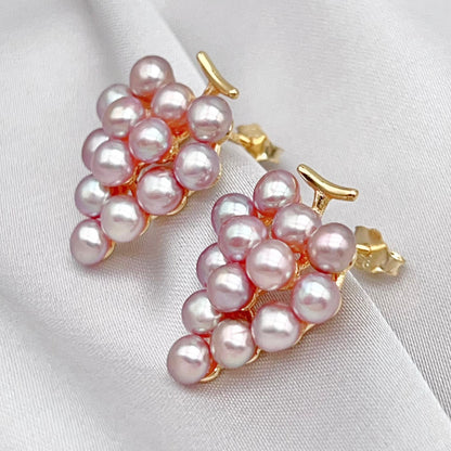 Pink Pearl & Gold Grapevine Jewelry Set