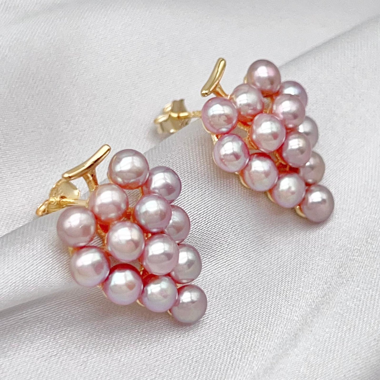 Pink Pearl & Gold Grapevine Jewelry Set