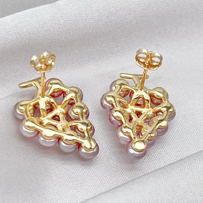 Pink Pearl & Gold Grapevine Jewelry Set