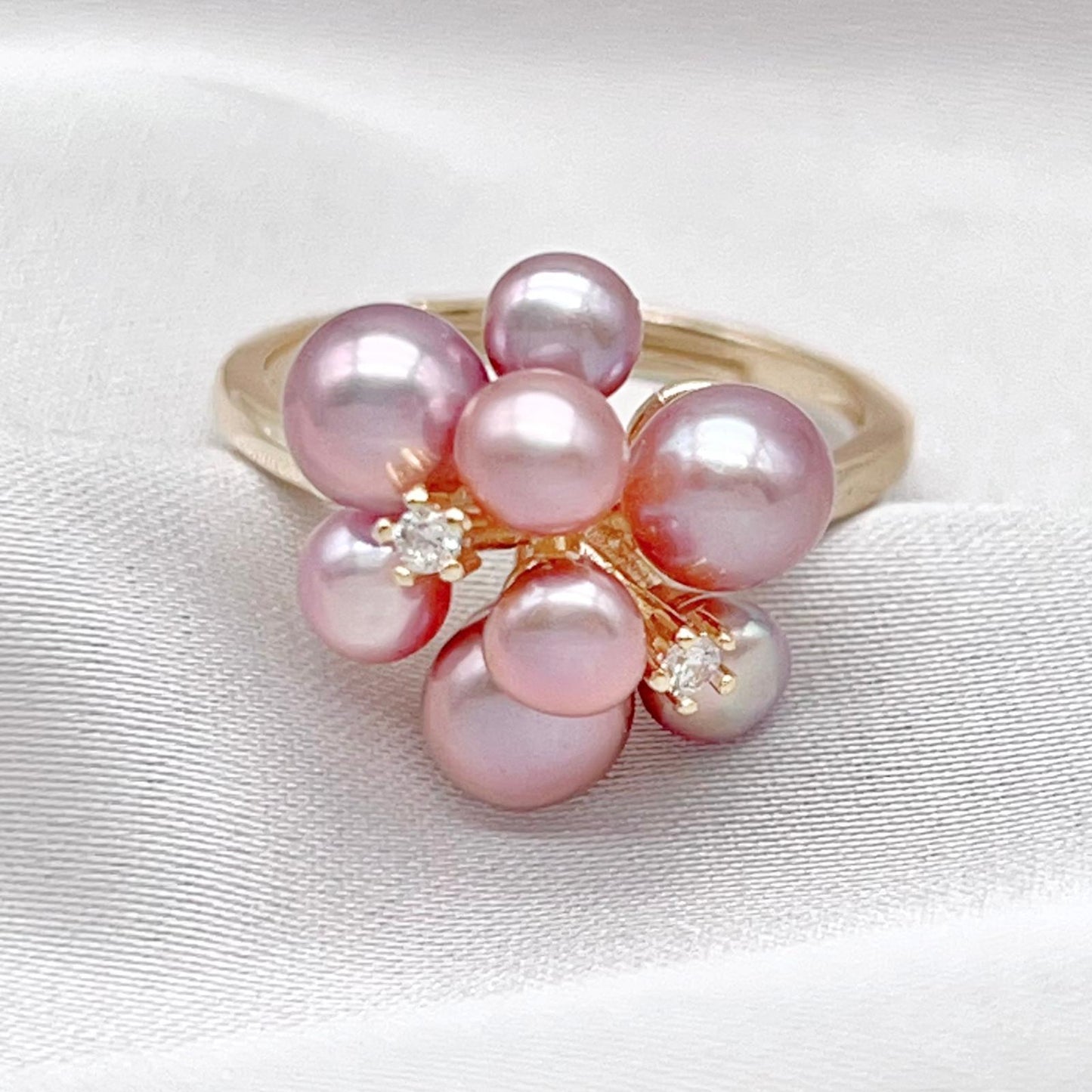 Pink Pearl & Gold Grapevine Jewelry Set