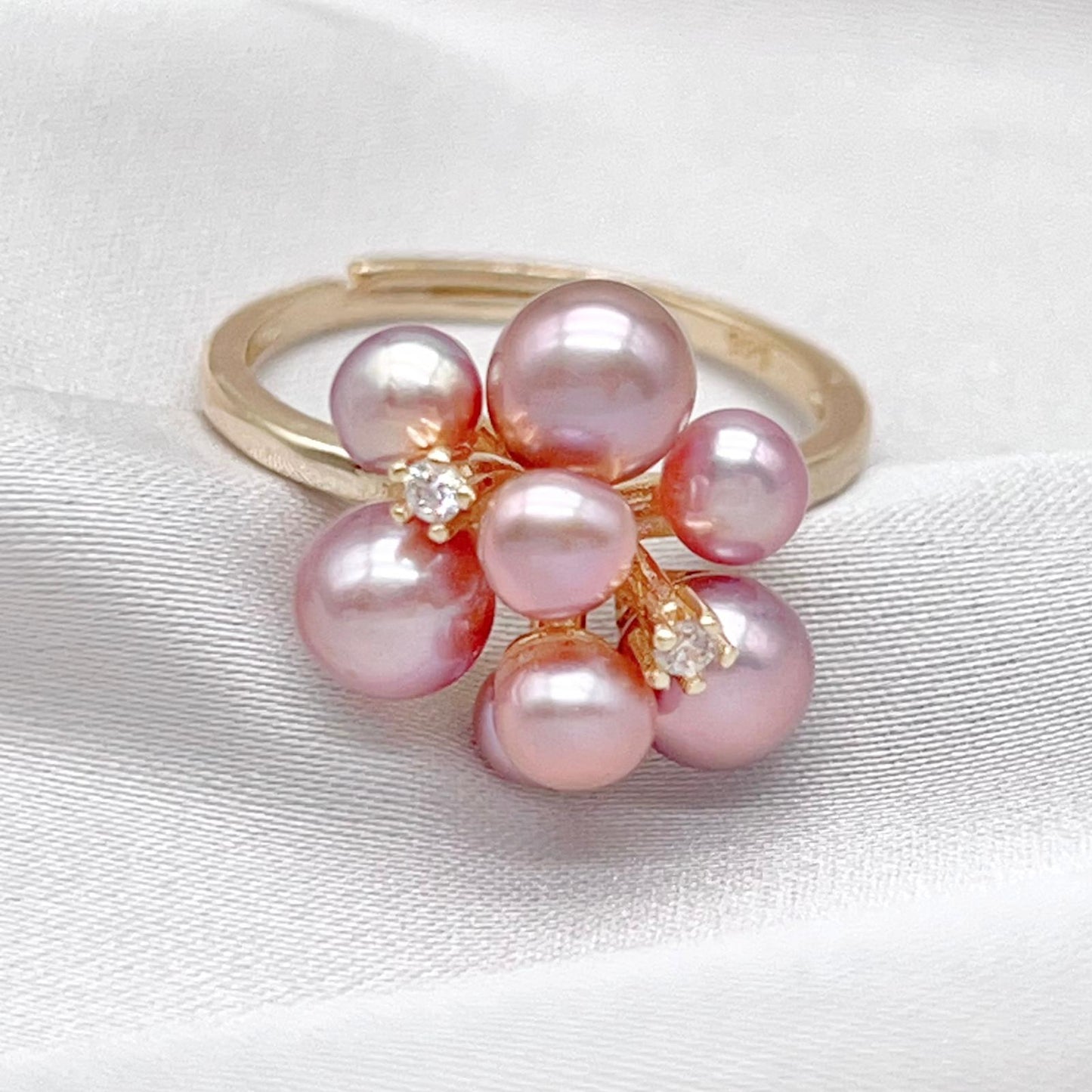 Pink Pearl & Gold Grapevine Jewelry Set