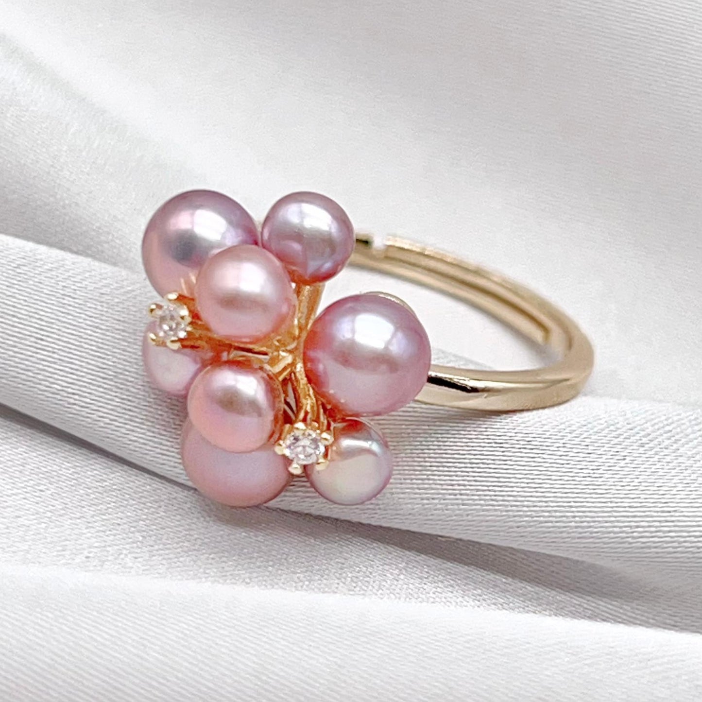 Pink Pearl & Gold Grapevine Jewelry Set