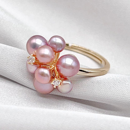 Pink Pearl & Gold Grapevine Jewelry Set