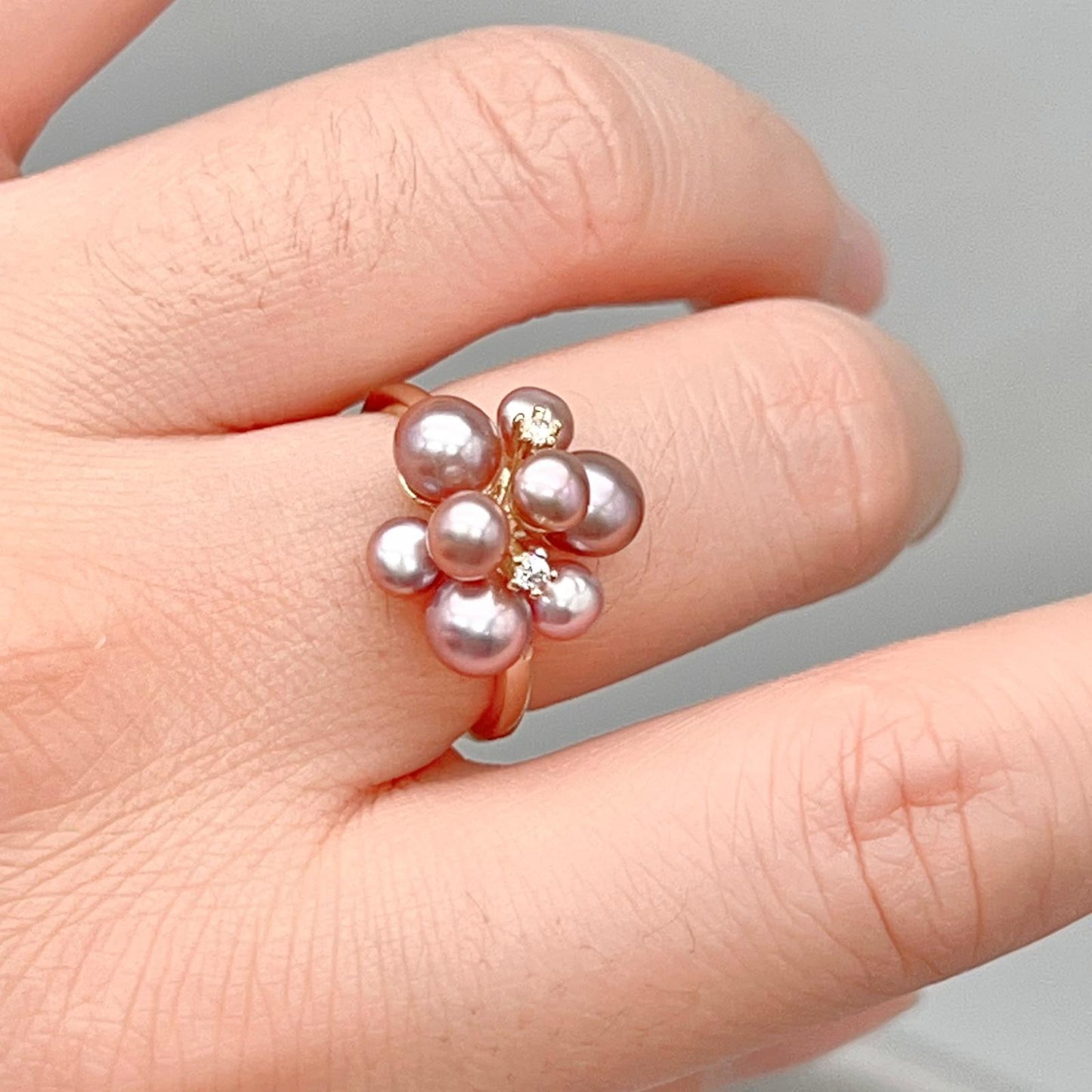 Pink Pearl & Gold Grapevine Jewelry Set