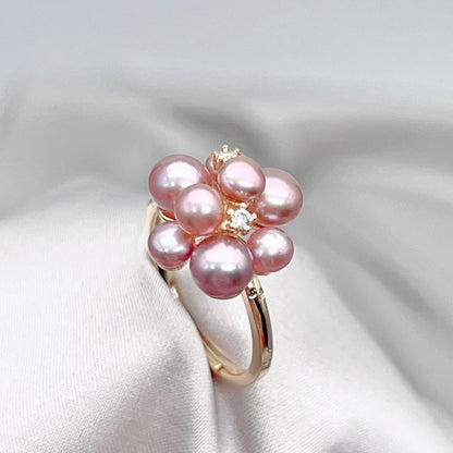 Pink Pearl & Gold Grapevine Jewelry Set