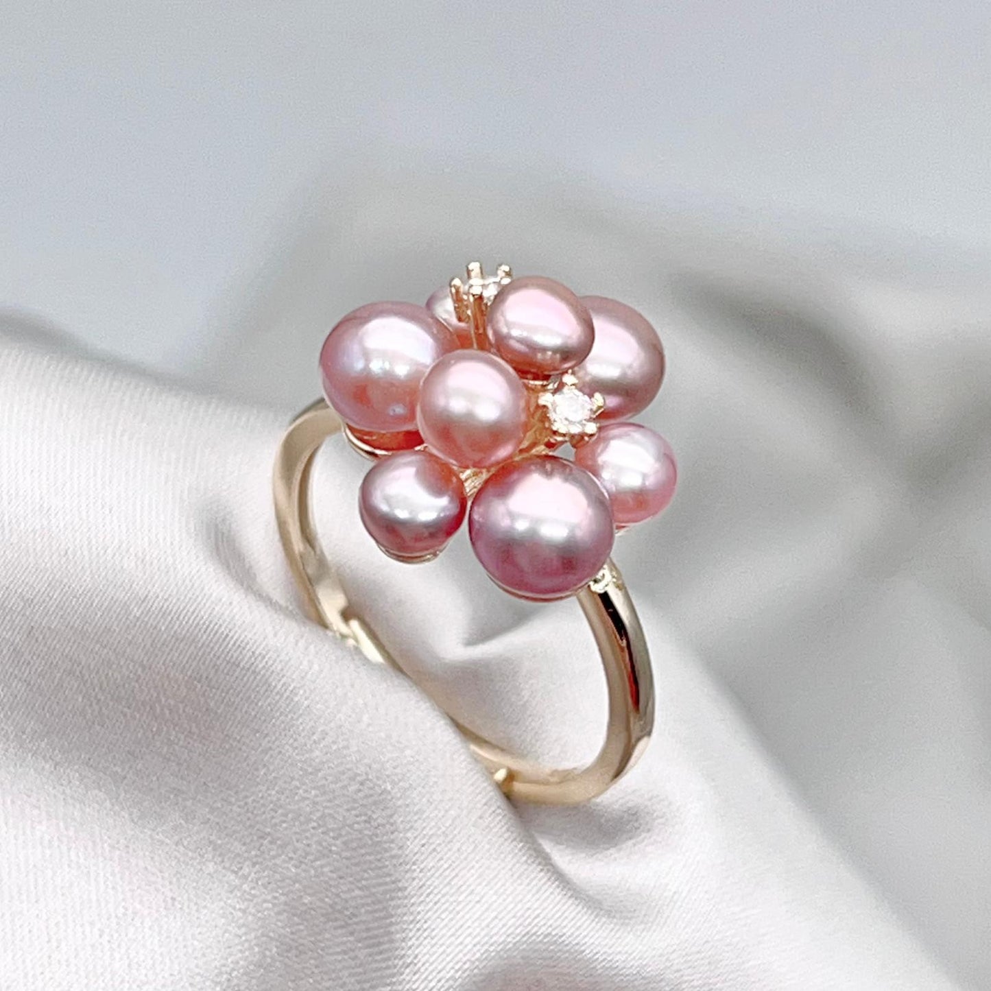 Pink Pearl & Gold Grapevine Jewelry Set