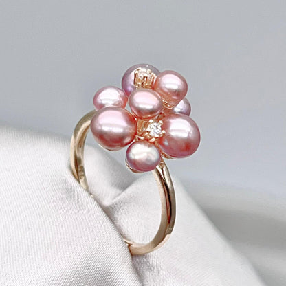 Pink Pearl & Gold Grapevine Jewelry Set