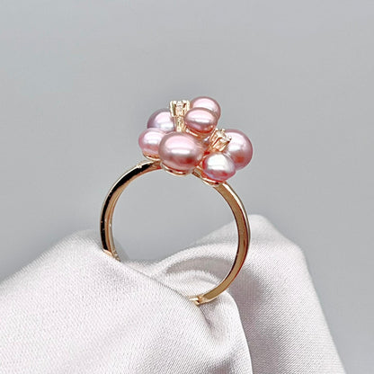 Pink Pearl & Gold Grapevine Jewelry Set