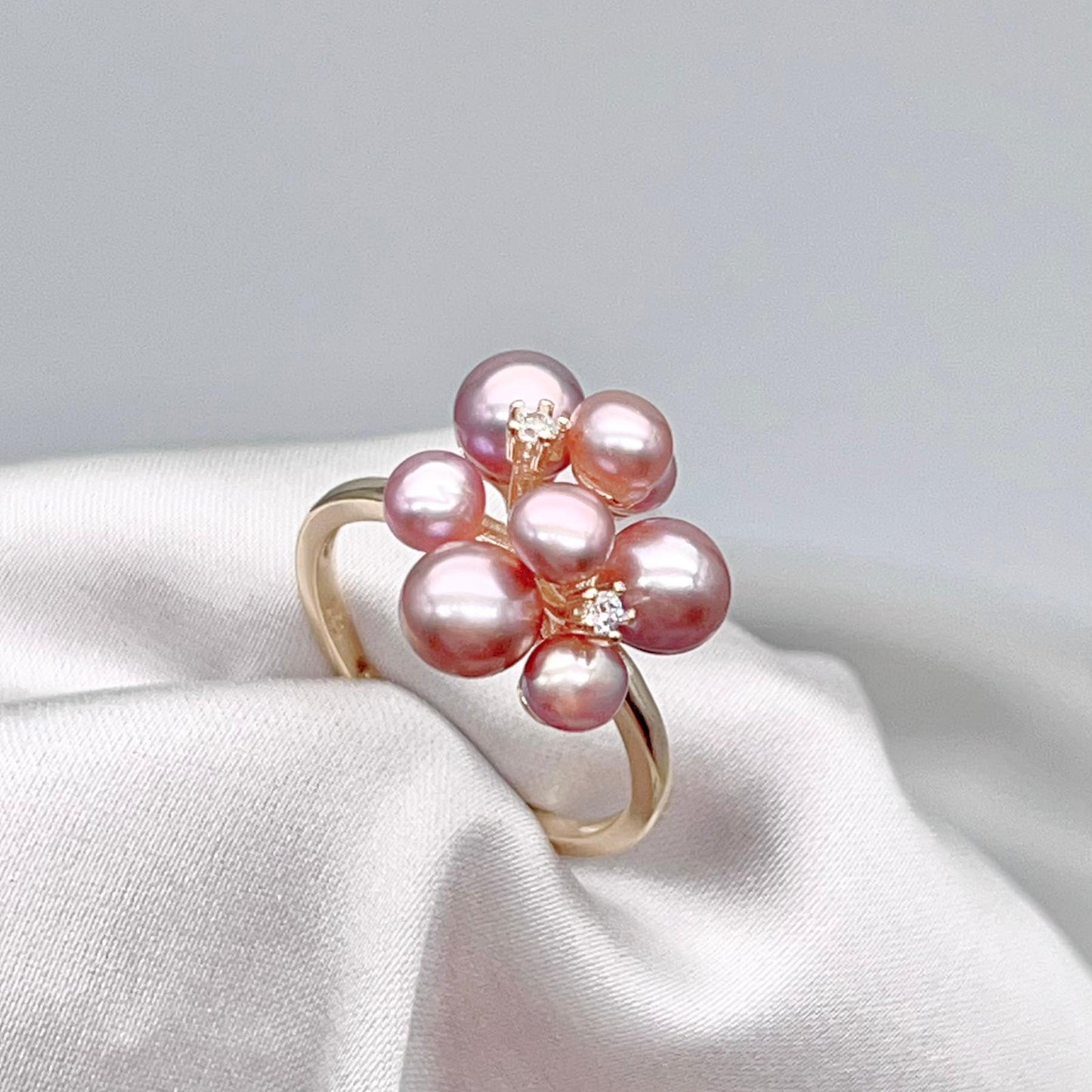 Pink Pearl & Gold Grapevine Jewelry Set