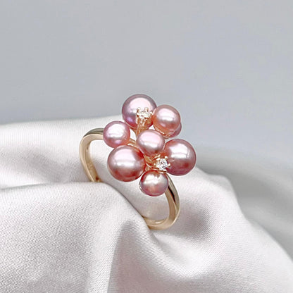 Pink Pearl & Gold Grapevine Jewelry Set