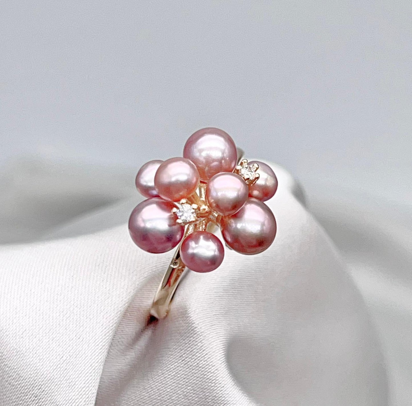 Pink Pearl & Gold Grapevine Jewelry Set