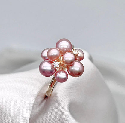 Pink Pearl & Gold Grapevine Jewelry Set