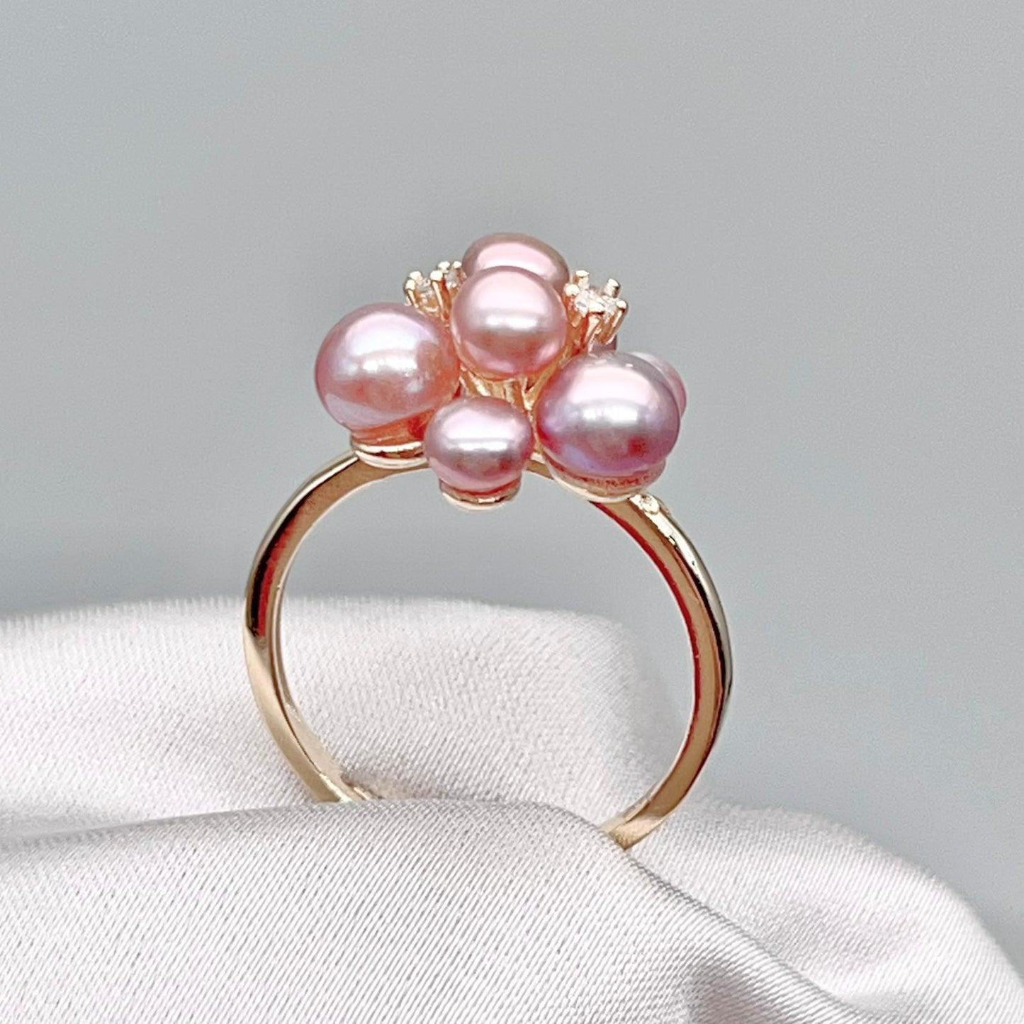 Pink Pearl & Gold Grapevine Jewelry Set