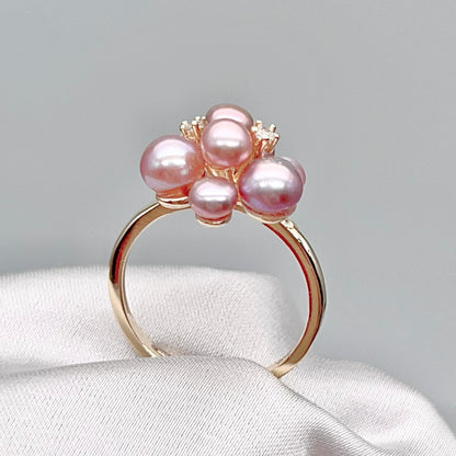 Pink Pearl & Gold Grapevine Jewelry Set