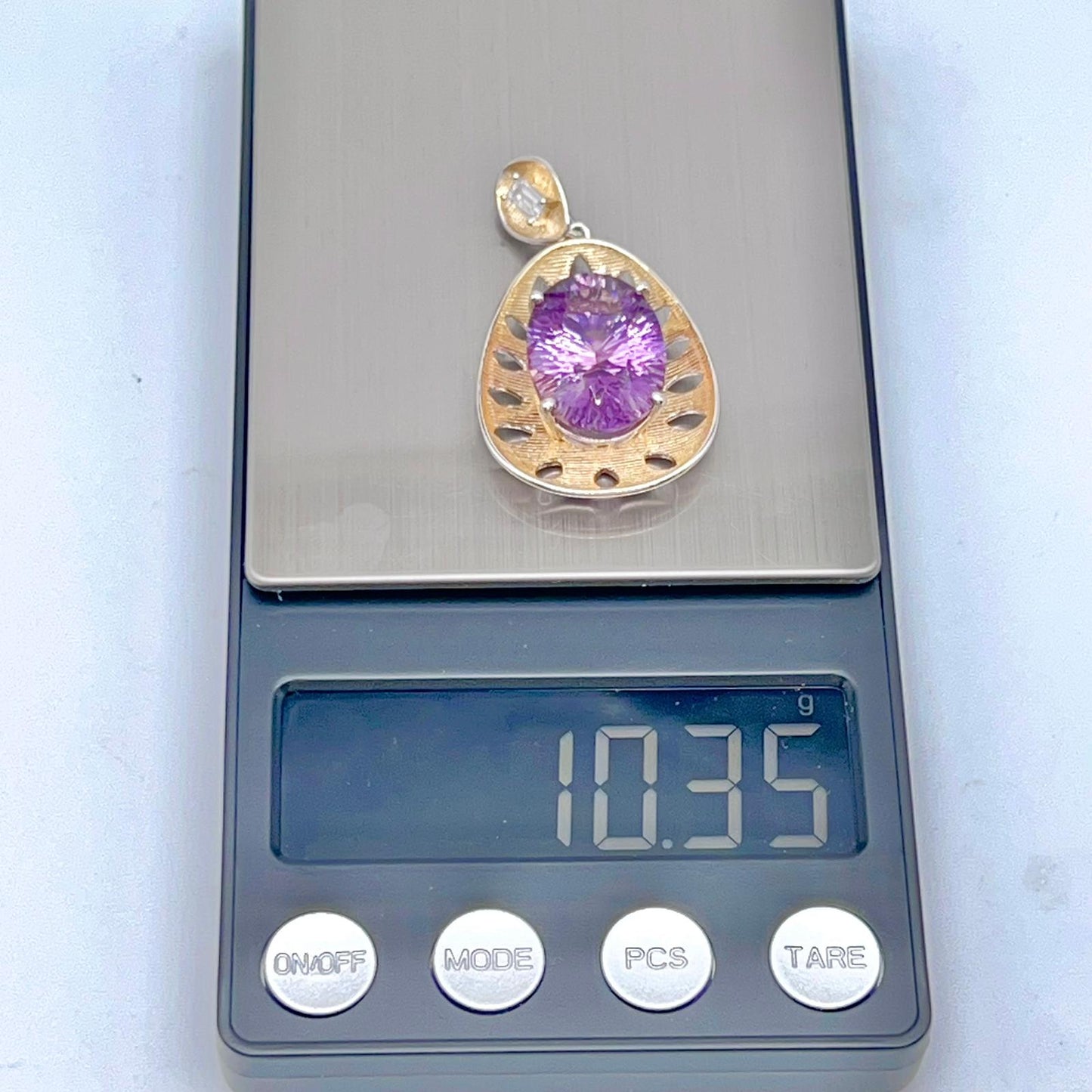 Contemporary Cocktail. Necklace in Amethyst in Oval Shape in Silver 925