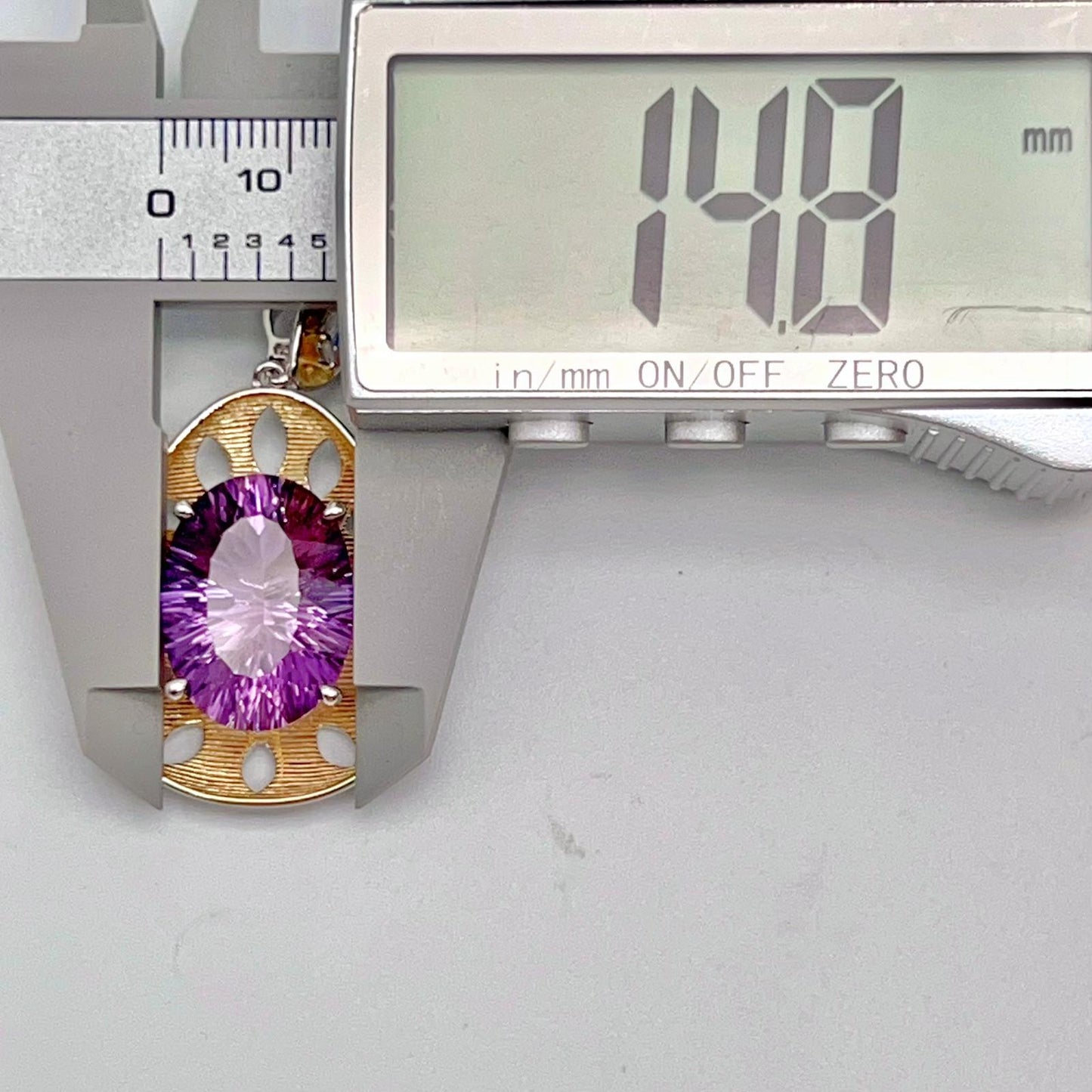 Contemporary Cocktail. Necklace in Amethyst in Oval Shape in Silver 925