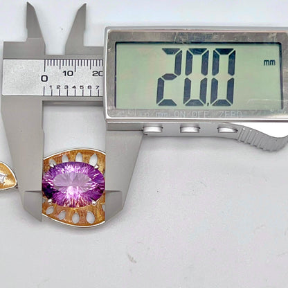 Contemporary Cocktail. Necklace in Amethyst in Oval Shape in Silver 925