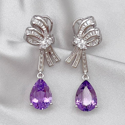 Contemporary Cocktail. Earring of Amethyst in Silver 925