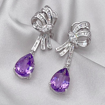 Contemporary Cocktail. Earring of Amethyst in Silver 925