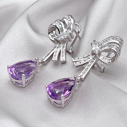 Contemporary Cocktail. Earring of Amethyst in Silver 925