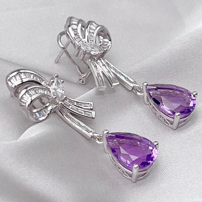 Contemporary Cocktail. Earring of Amethyst in Silver 925