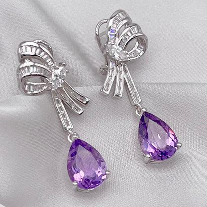 Contemporary Cocktail. Earring of Amethyst in Silver 925