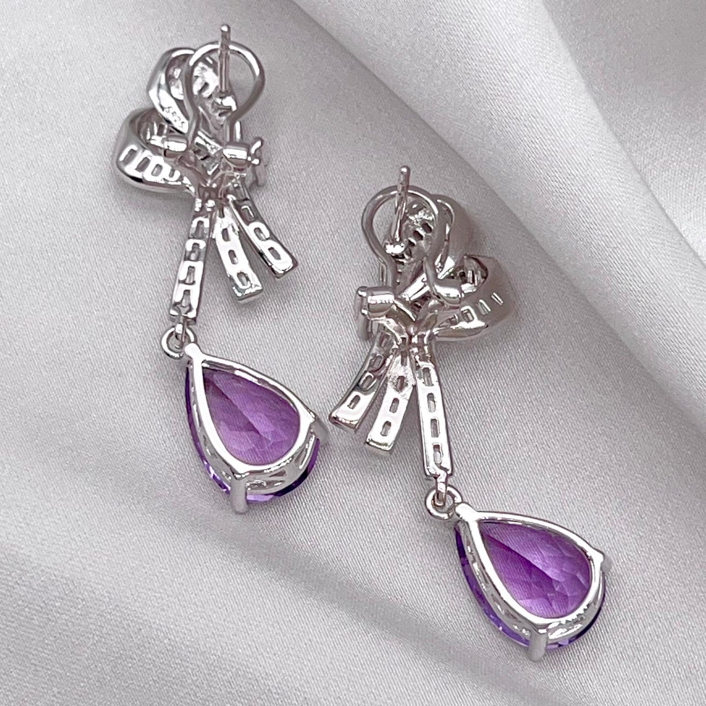 Contemporary Cocktail. Earring of Amethyst in Silver 925