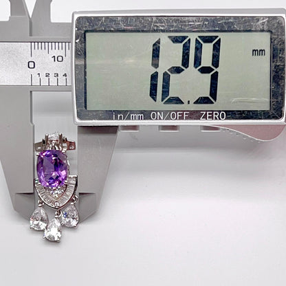 Contemporary Cocktail Earrings of Amethyst in Silver 925