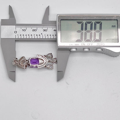 Contemporary Cocktail Earrings of Amethyst in Silver 925